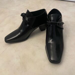 Front Buckle Patent Leather Booties